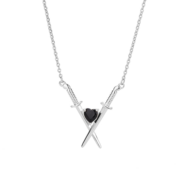 Schwerter mit Onyx Herz Kette