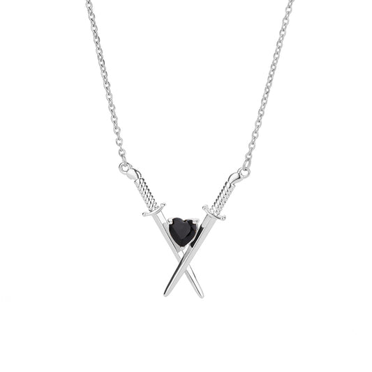 Schwerter mit Onyx Herz Kette